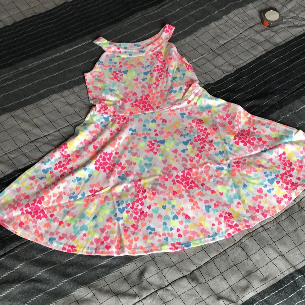 The Children's Place Dress Girls Size Large 10/12 Rainbow Hearts‎ - Picture 6 of 9